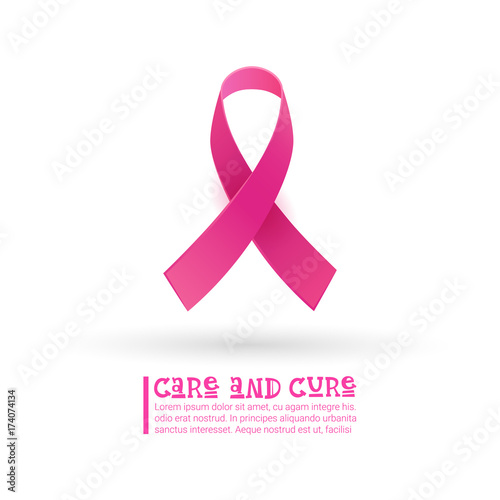 Pink Ribbon Breast Cancer Awareness Icon Isolated