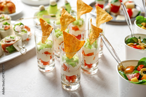 Appetizers for baby shower party on table