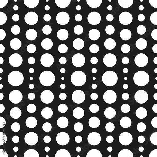 Blended Circles Seamless Pattern. Black and white round ordered shapes repeating background