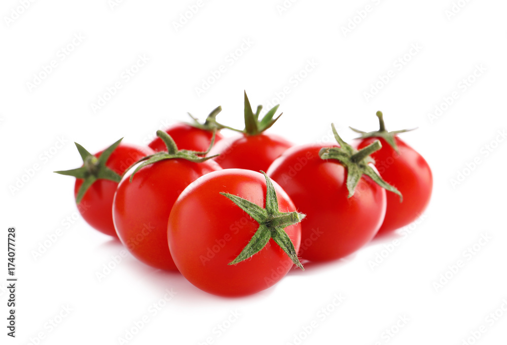 Fresh cherry tomatoes, isolated on white Fresh cherry tomatoes, isolated on white