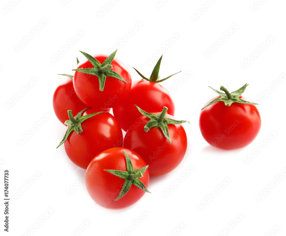 Fresh cherry tomatoes, isolated on white