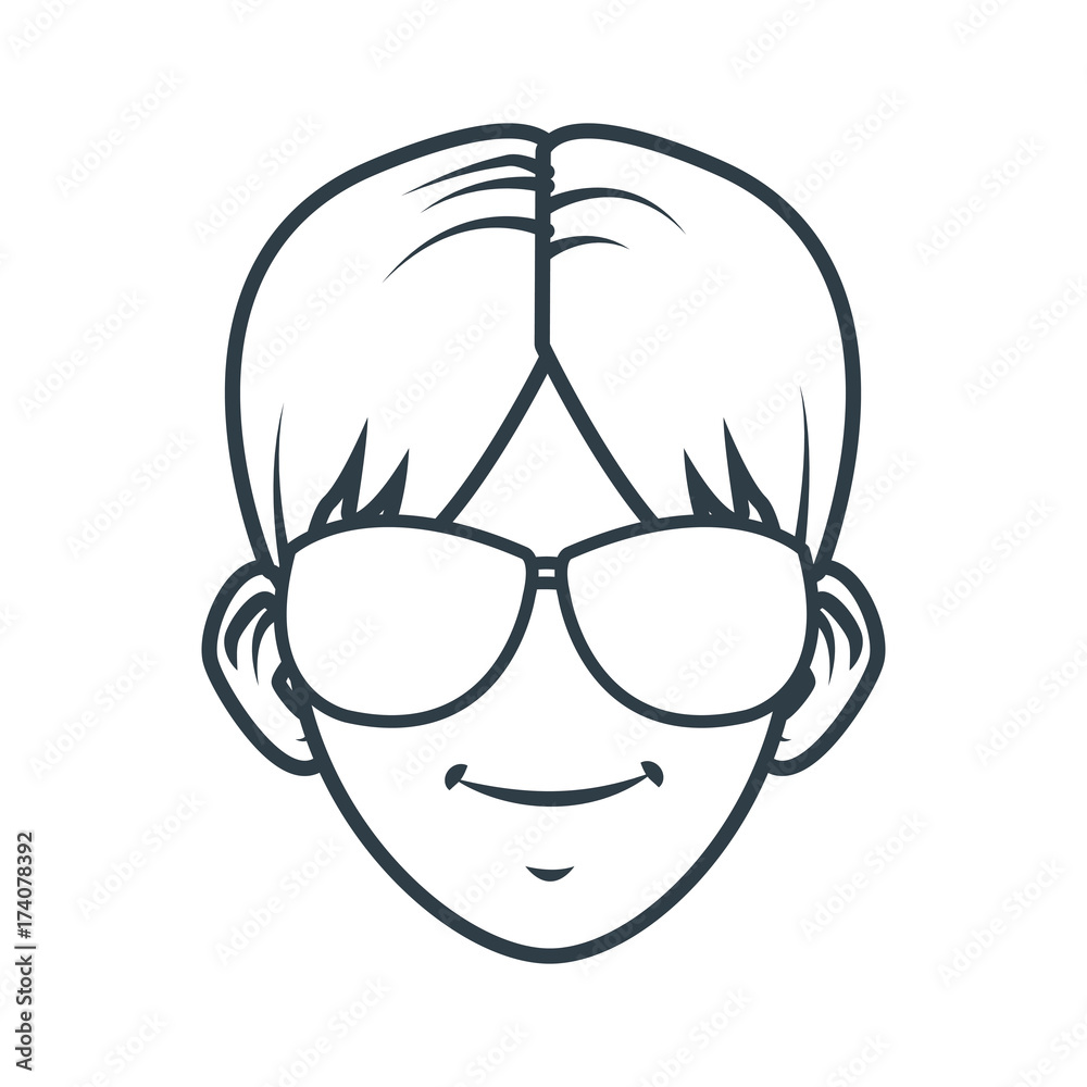 Young man with sunglasses cartoon icon vector illustration graphic design