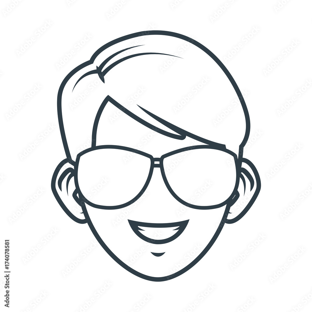 Young man with sunglasses cartoon icon vector illustration graphic design Young man with sunglasses cartoon icon vector illustration graphic design