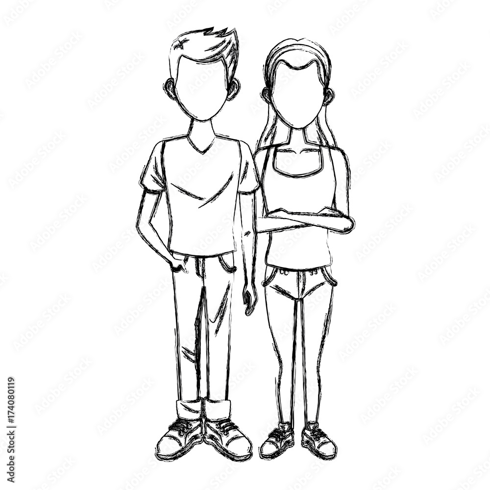 Young couple cartoon icon vector illustration graphic design Young couple cartoon icon vector illustration graphic design