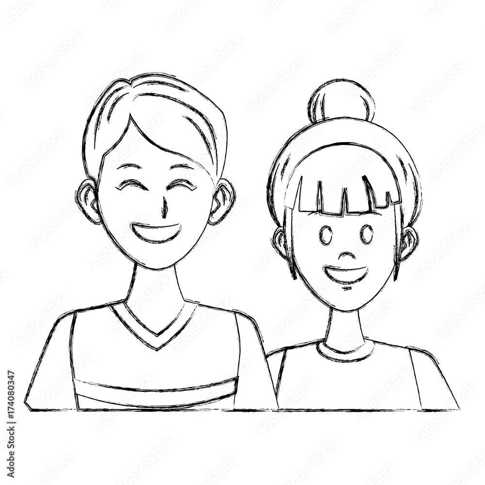 Young couple cartoon icon vector illustration graphic design