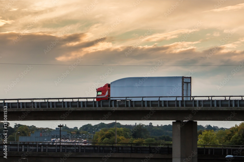 Lorry on the viaduct Lorry on the viaduct