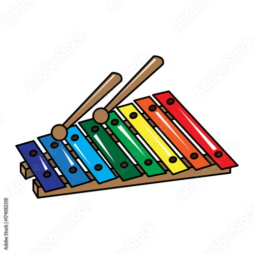 Isolated xylophone toy on a white background, Vector illustration