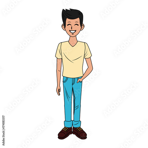 Young man cartoon icon vector illustration graphic design