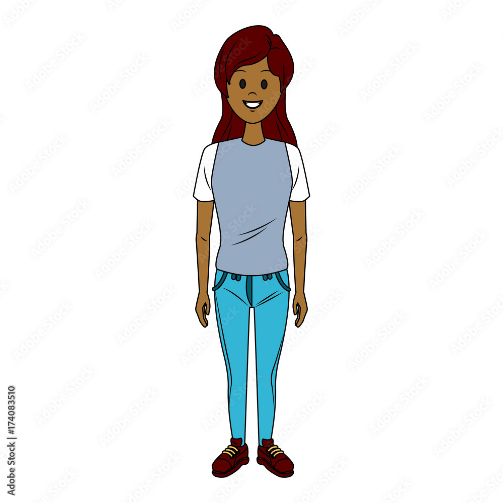 Young woman cartoon icon vector illustration graphic design Young woman cartoon icon vector illustration graphic design