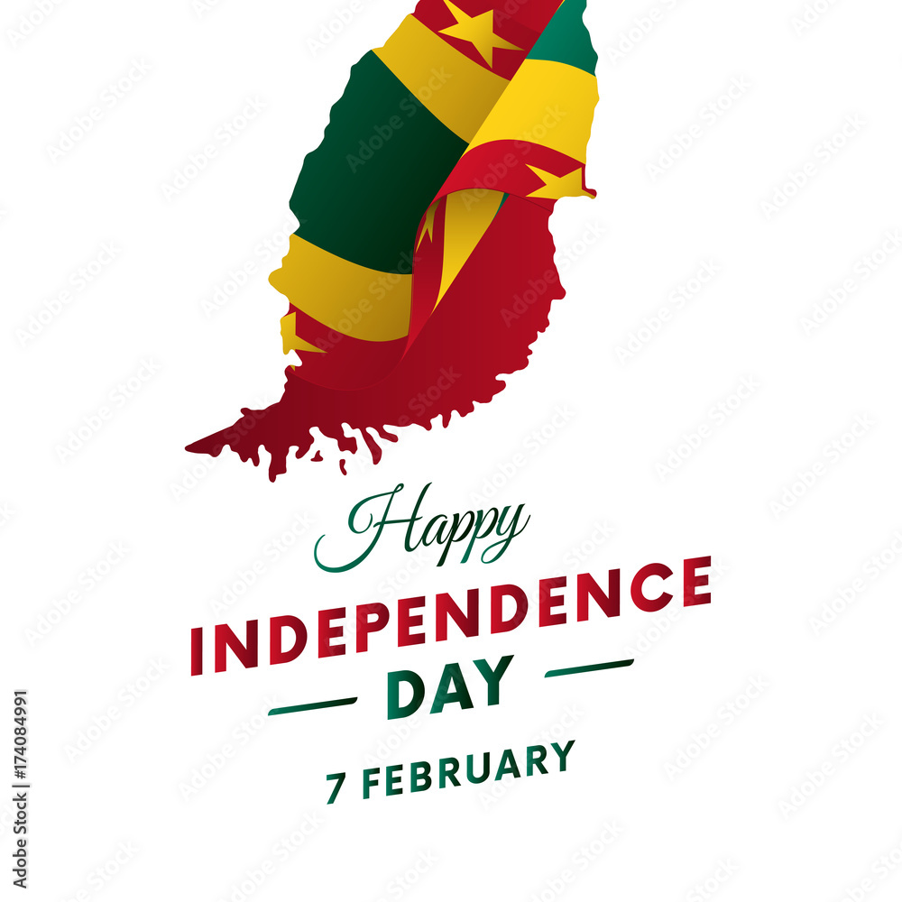 Grenada Independence day. Grenada map. Vector illustration. Stock