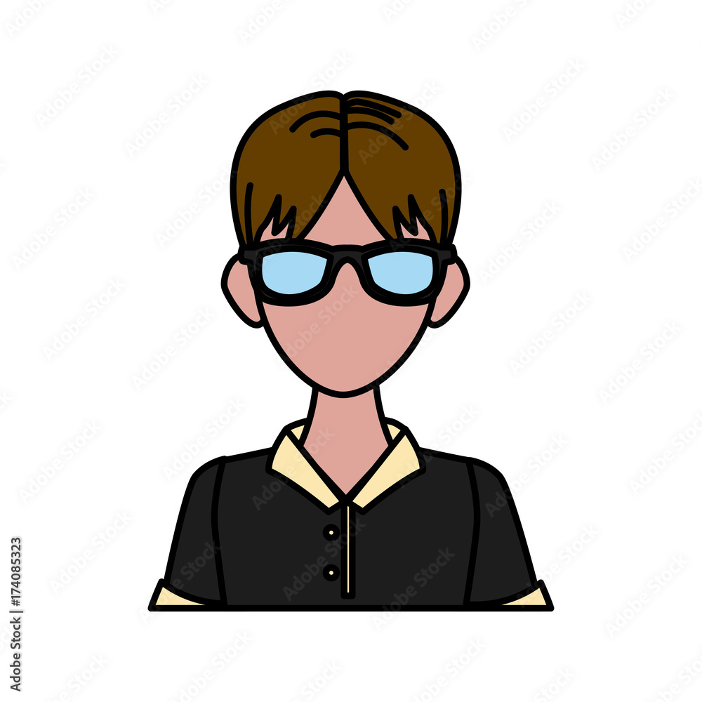 Young man with sunglasses cartoon icon vector illustration graphic design