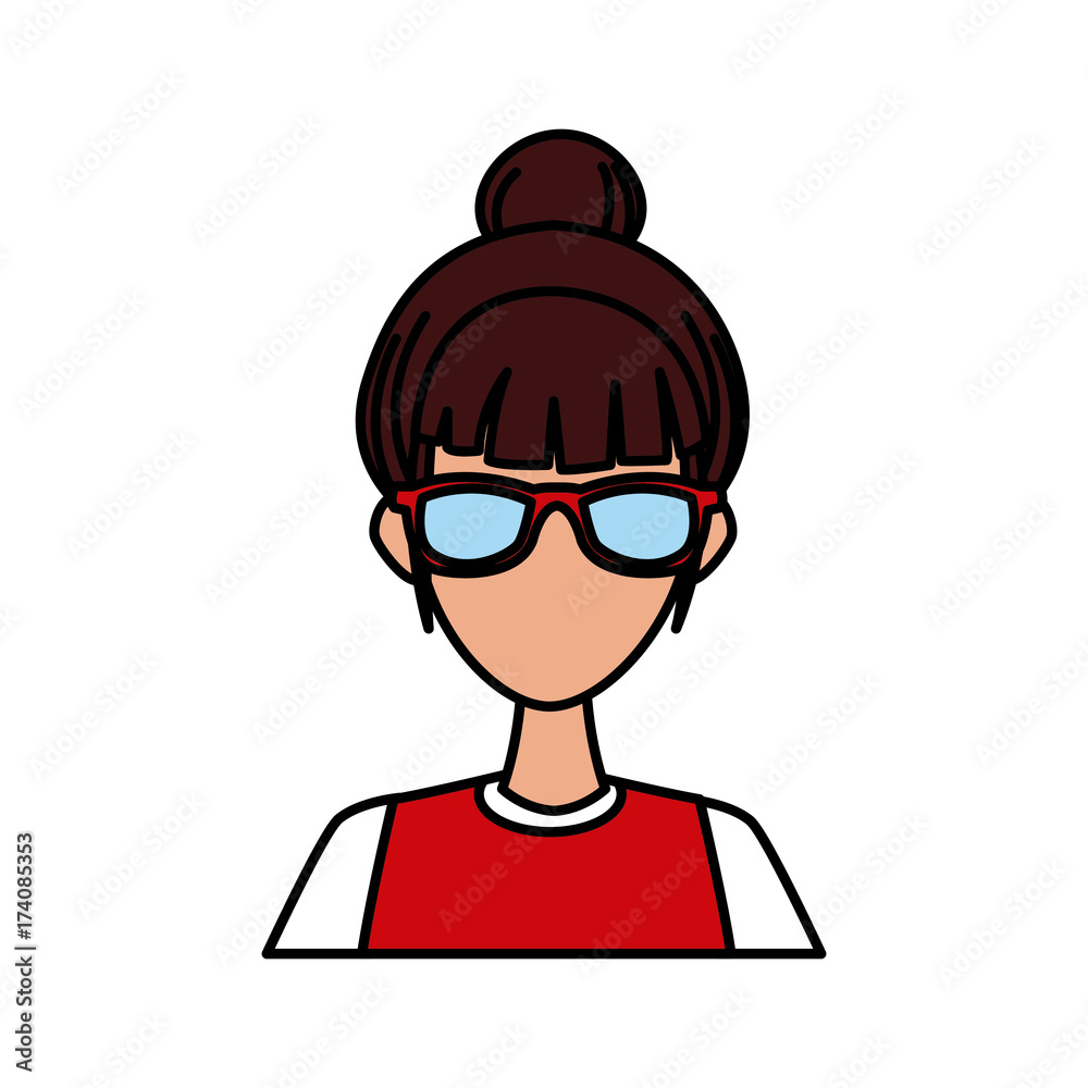 Young woman with sunglasses cartoon icon vector illustration graphic design Young woman with sunglasses cartoon icon vector illustration graphic design