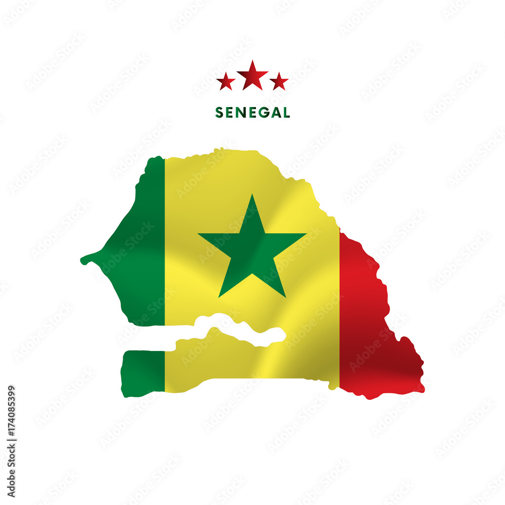 Senegal map with waving flag. Vector illustration. Senegal map with waving flag. Vector illustration.