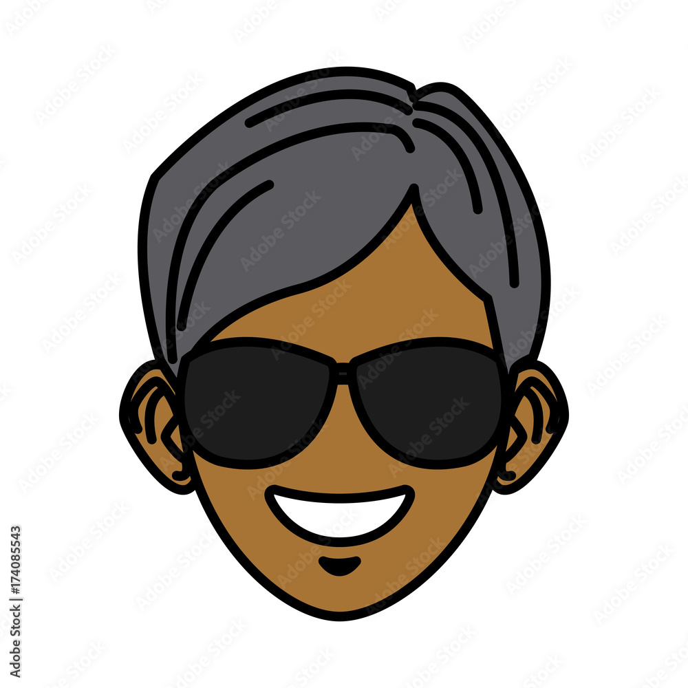 Young man with sunglasses cartoon icon vector illustration graphic design