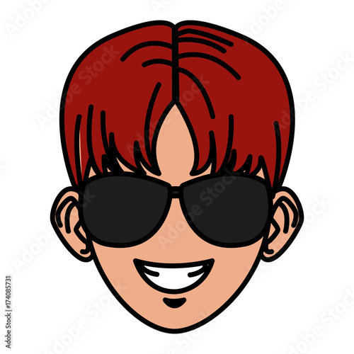 Young man with sunglasses cartoon icon vector illustration graphic design
