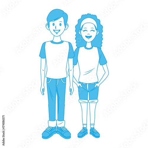 Young couple cartoon icon vector illustration graphic design