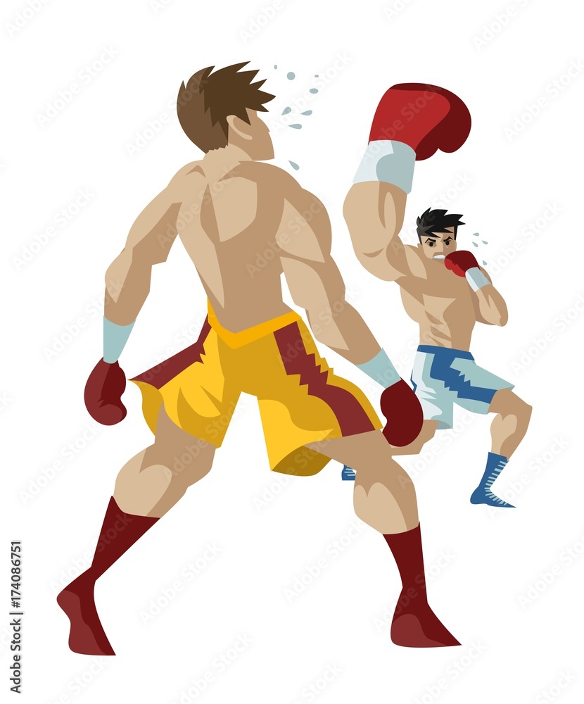 boxer performing an uppercut punch on opponent - obrazy, fototapety, plakaty 