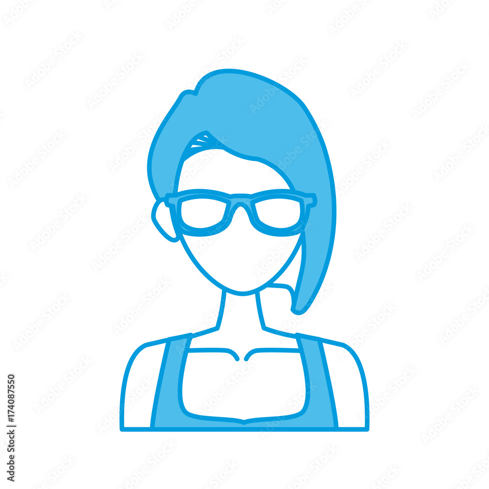 Young woman with sunglasses cartoon icon vector illustration graphic design Young woman with sunglasses cartoon icon vector illustration graphic design