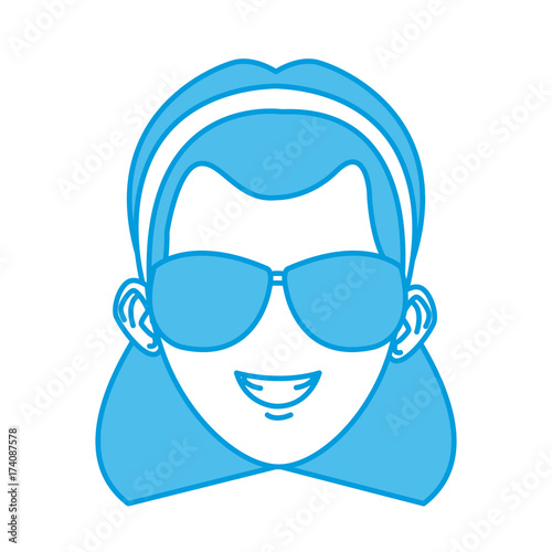 Young woman with sunglasses cartoon icon vector illustration graphic design