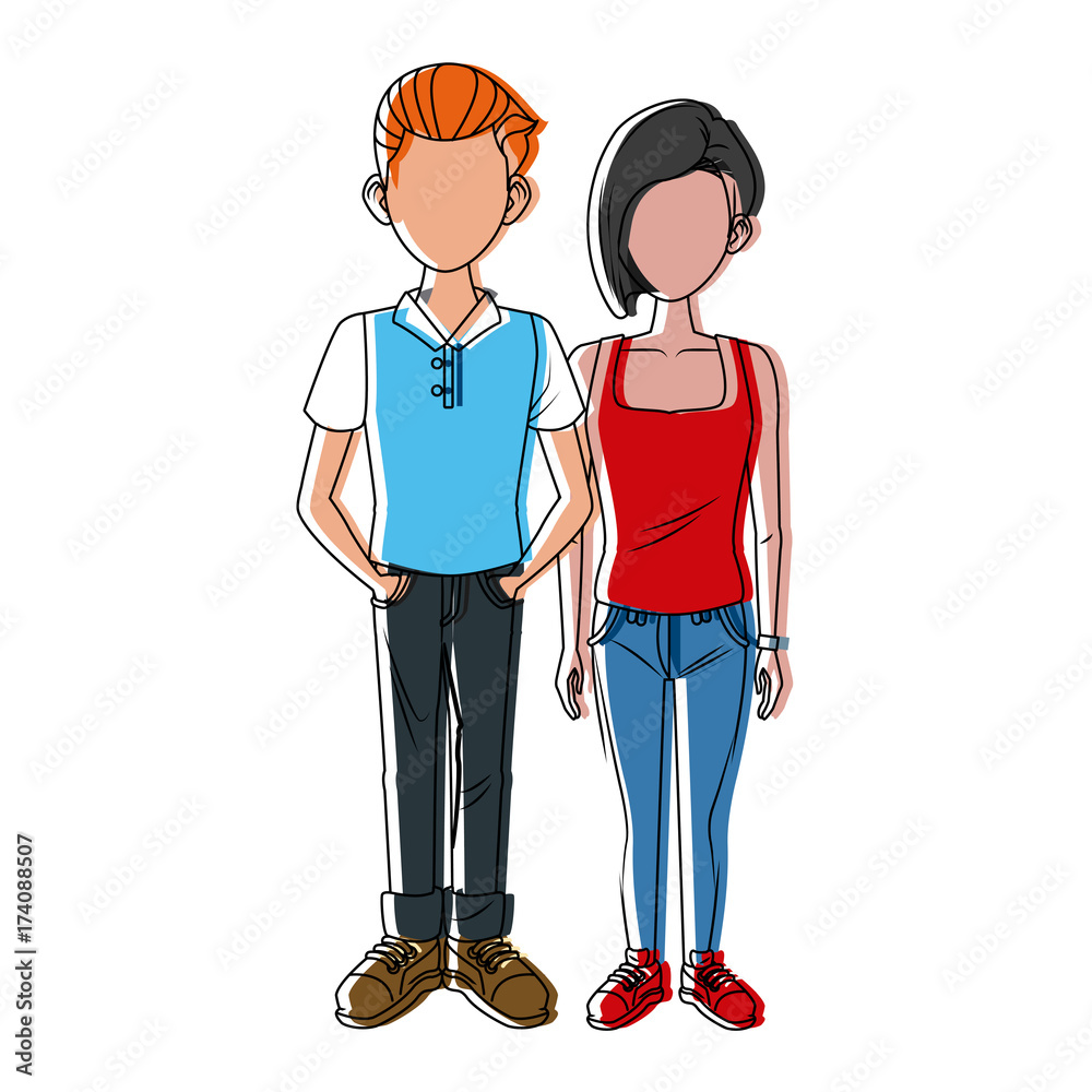 Young couple cartoon icon vector illustration graphic design Young couple cartoon icon vector illustration graphic design