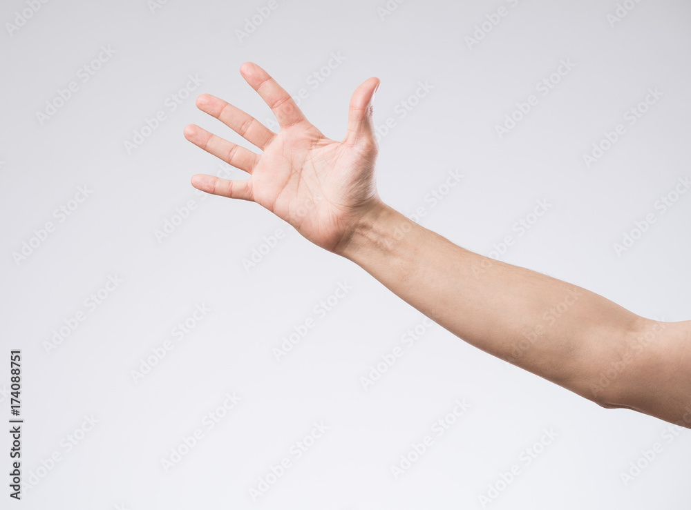 Male hand on white