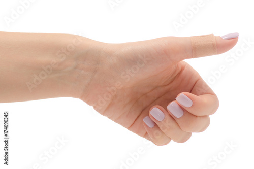 Female hand plaster wound cut