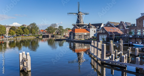 Panorama of historic windmill De Adriaan in Haarlem