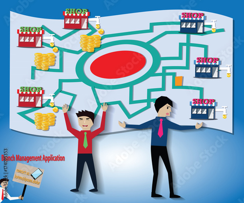 Business concept,Poor businessman and rich businessman in franchise business – Vector