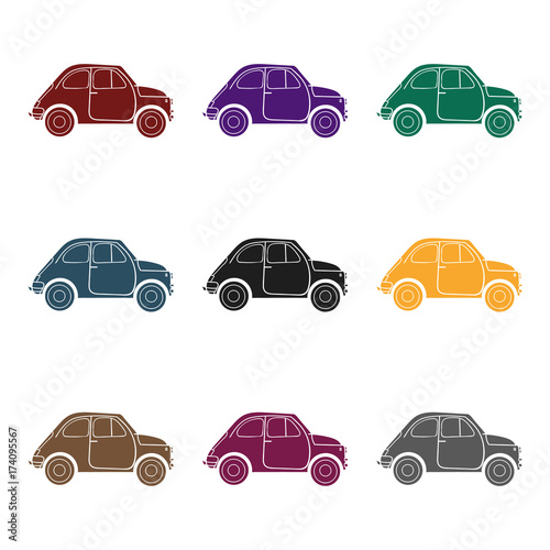Italian retro car from Italy icon in black style isolated on white background. Italy country symbol stock vector illustration.
