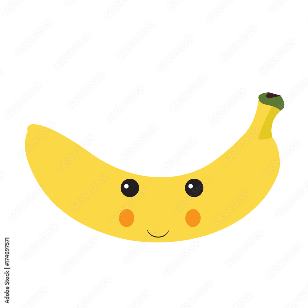 Fototapeta premium Isolated happy banana on a white background, Vector illustration