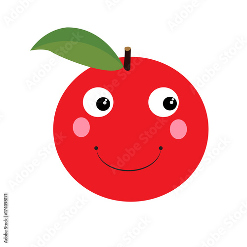 Isolated happy apple on a white background, Vector illustration