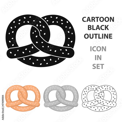 Pretzel icon in cartoon style isolated on white background. Oktoberfest symbol stock vector illustration.