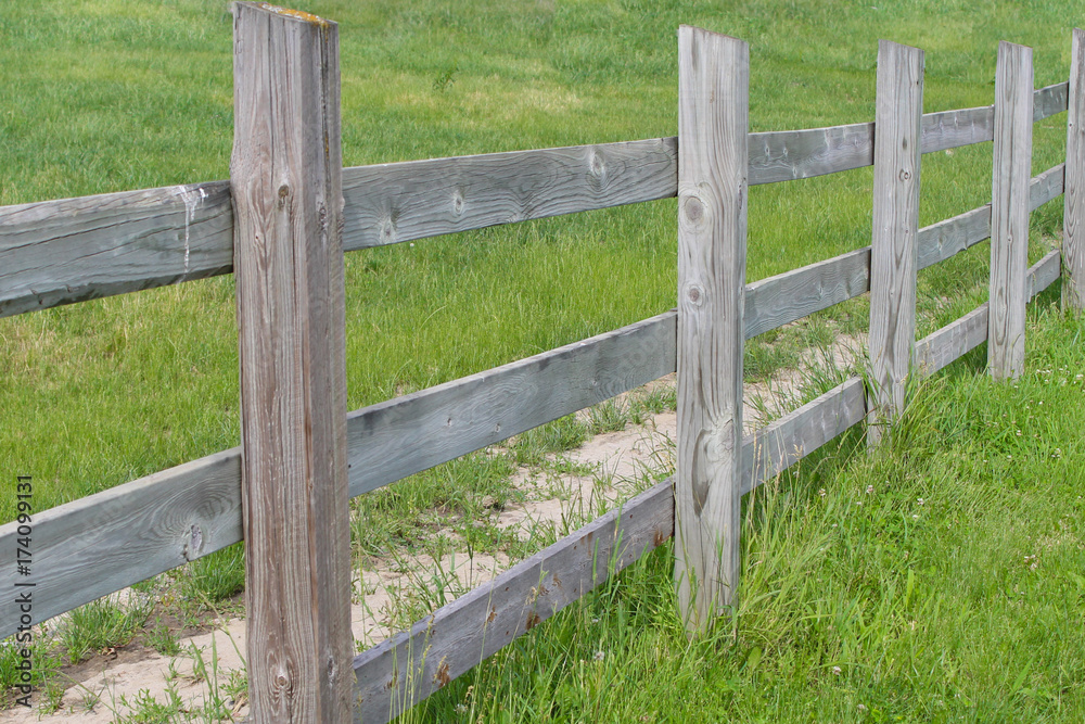 Close-up of Infinite Fence with Grass 