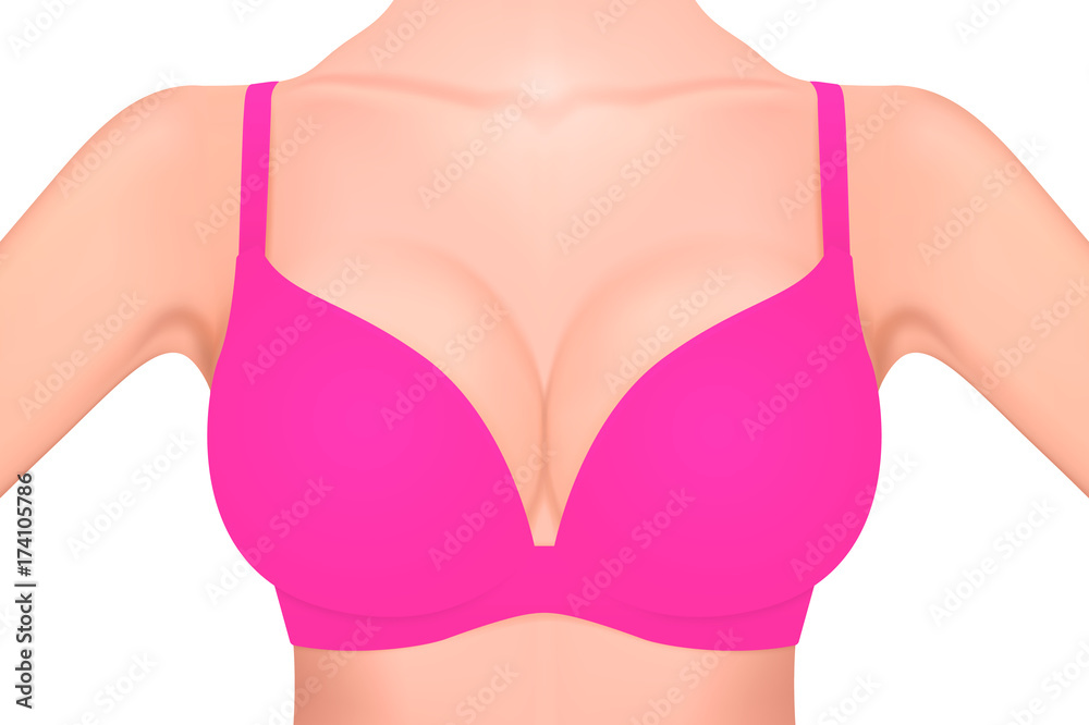 vettoriale-stock-beautiful-realistic-female-breast-in-a-pink-bra-close