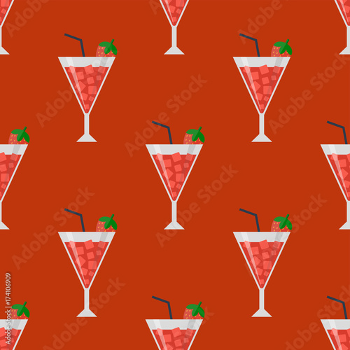 Alcohol drinks beverages cocktail seamless pattern lager container drunk daiquiri glasses vector illustration.