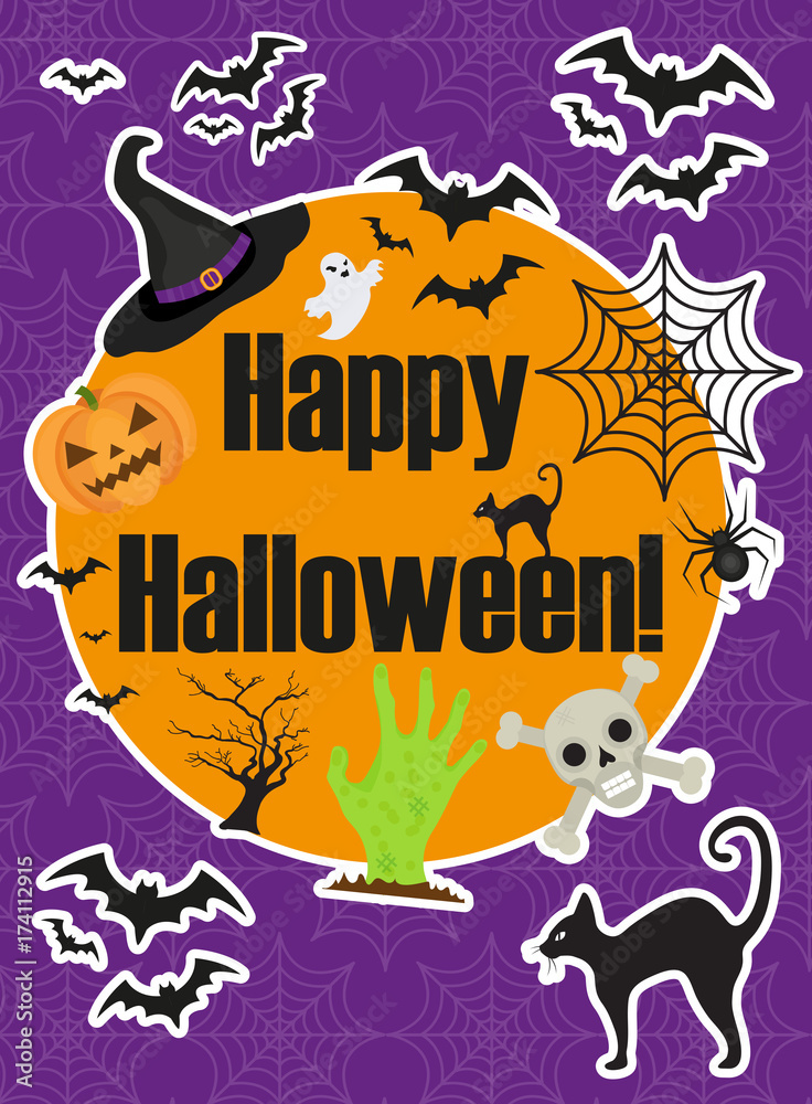 Halloween poster. Happy Halloween templates for your invitation design, greeting card, flyer. Vector illustration