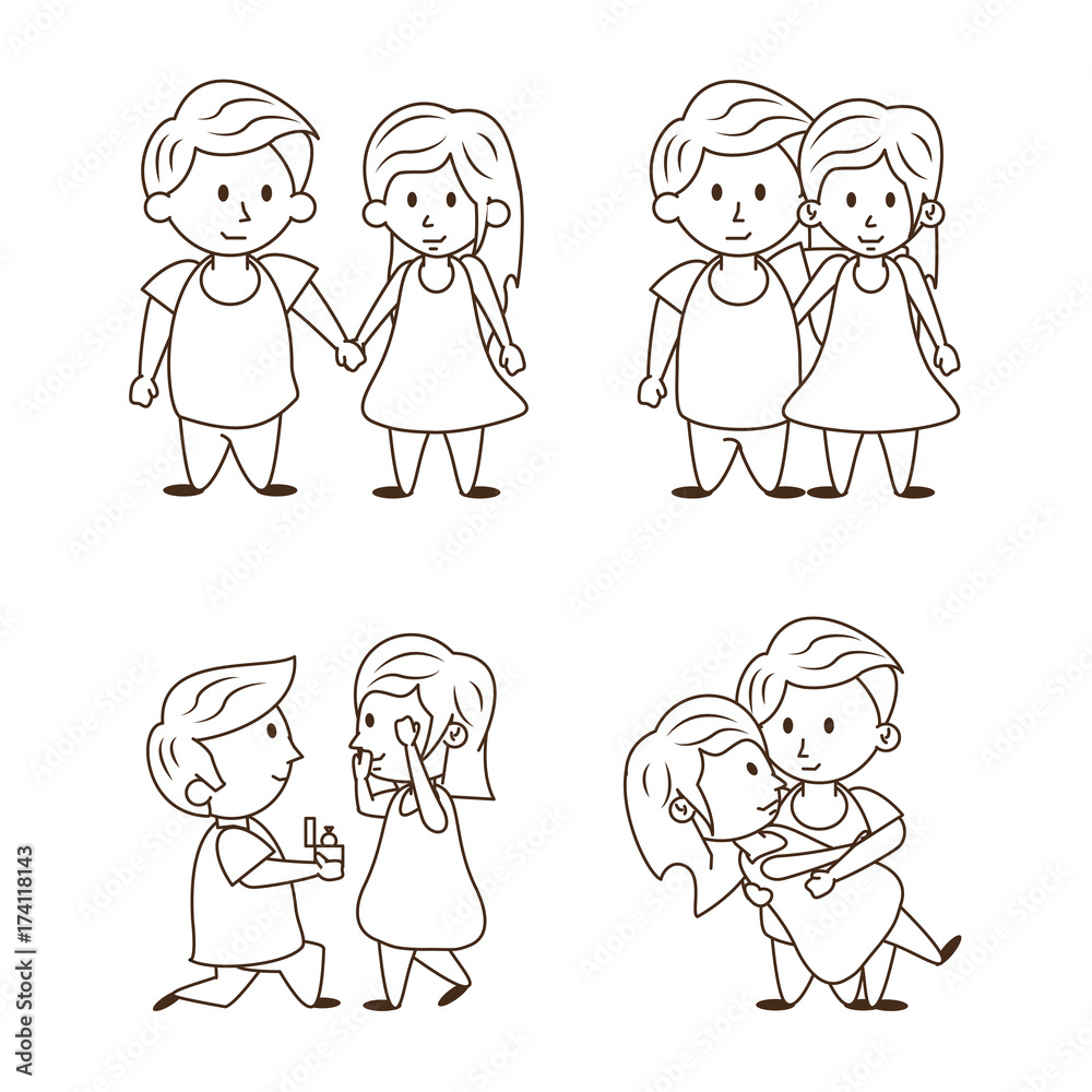 Kids in love cartoon icon vector illustration graphic design