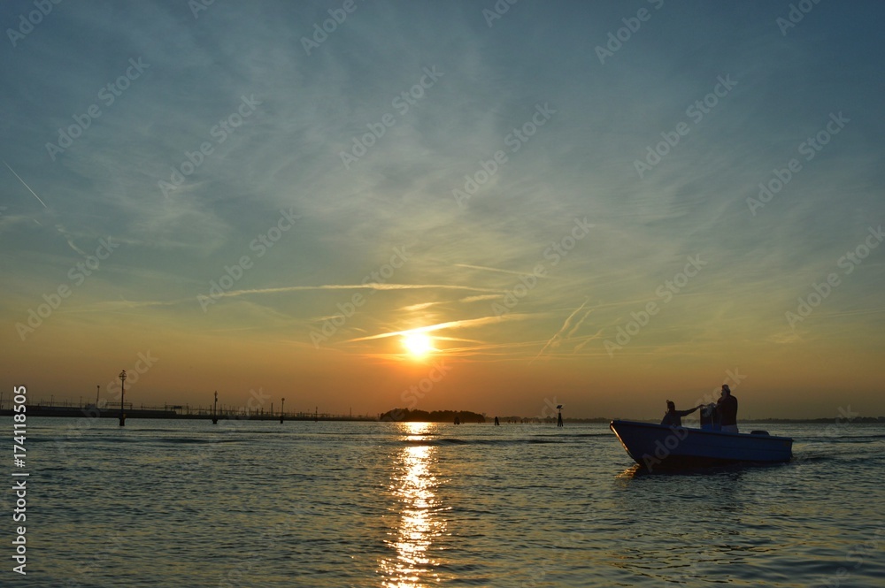 Sunset and boat