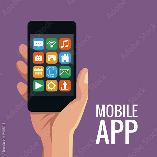 Mobile smartphones app icon vector illustration graphic design