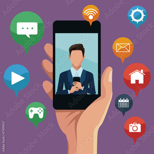 Mobile smartphones app icon vector illustration graphic design