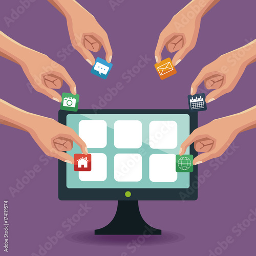 Mobile smartphones app icon vector illustration graphic design