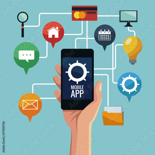 Mobile smartphones app icon vector illustration graphic design