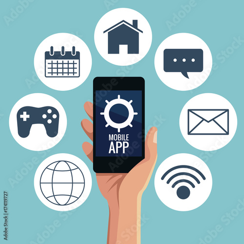 Mobile smartphones app icon vector illustration graphic design