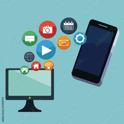 Mobile smartphones app icon vector illustration graphic design