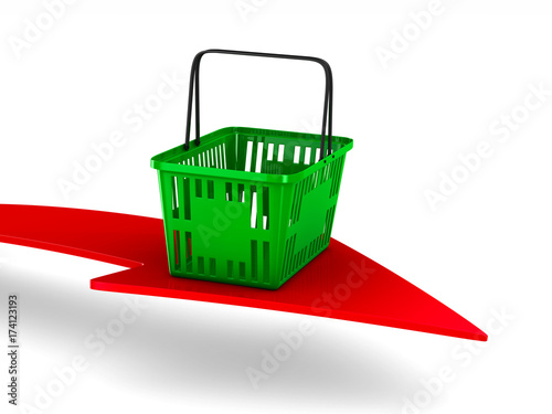 Green empty shopping basket...