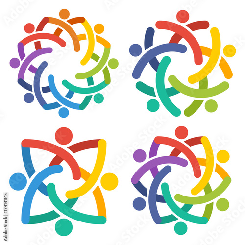 collection of icons for the abstract symbolic with the concept of unity of people