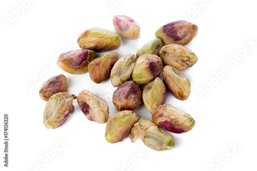 Pistachio nuts isolated on white background