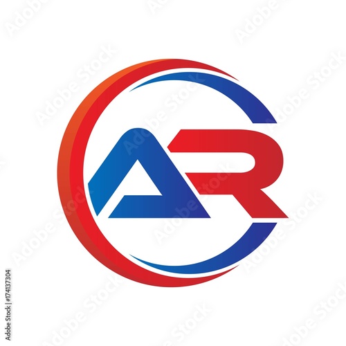 ar logo vector modern initial swoosh circle blue and red