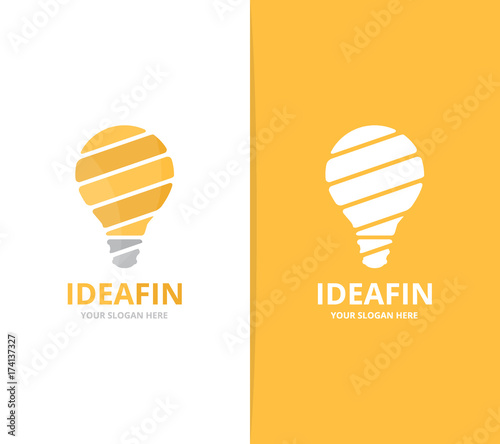 Vector lamp logo combination. Lightbulb symbol or icon. Unique idea logotype design template.