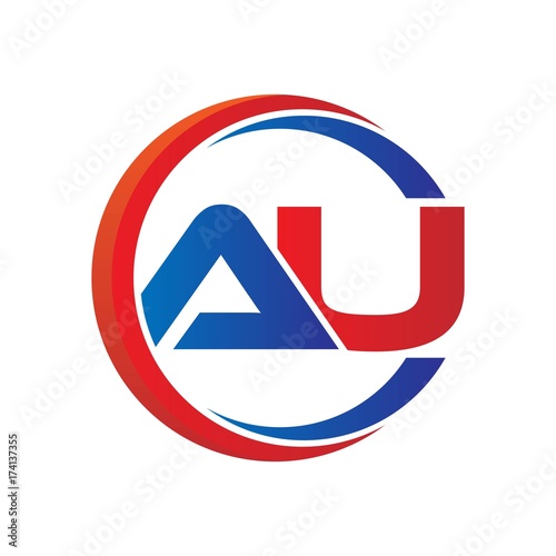 Free Download au logo vector modern initial swoosh circle blue and red - GFXLoad